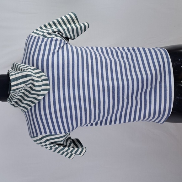 Vintage Red Camel Women's LG green & blue casual striped hooded t-shirt - Picture 4 of 7